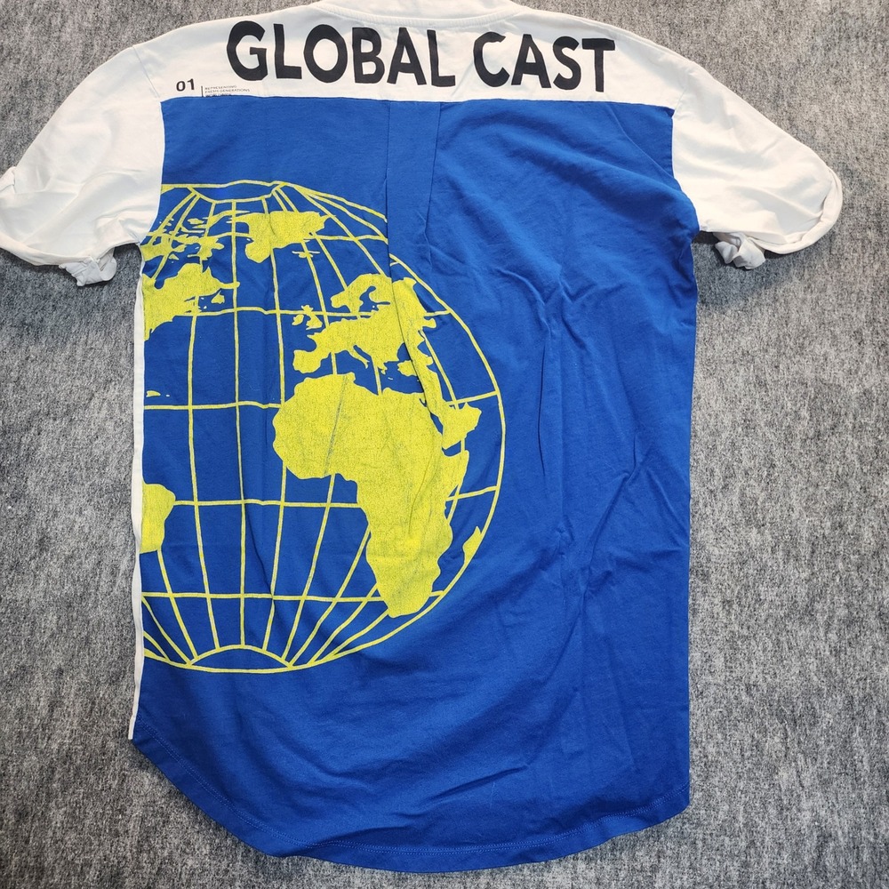 Zara Woman Basic Global Cast Real Future Graphic T-Shirt White Blue Size S